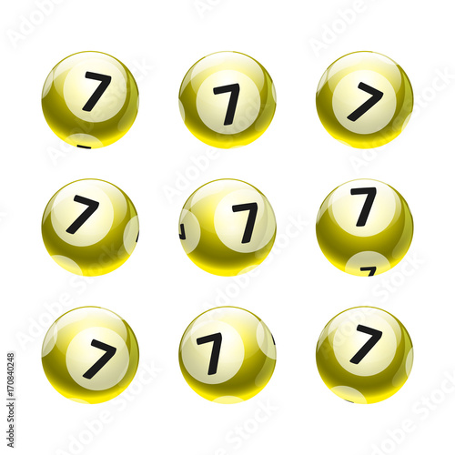 Free Download Vector Bingo / Lottery Number Balls Set Isolated on White Background- Gold / Yellow Theme- No. 7 - GFXLoad