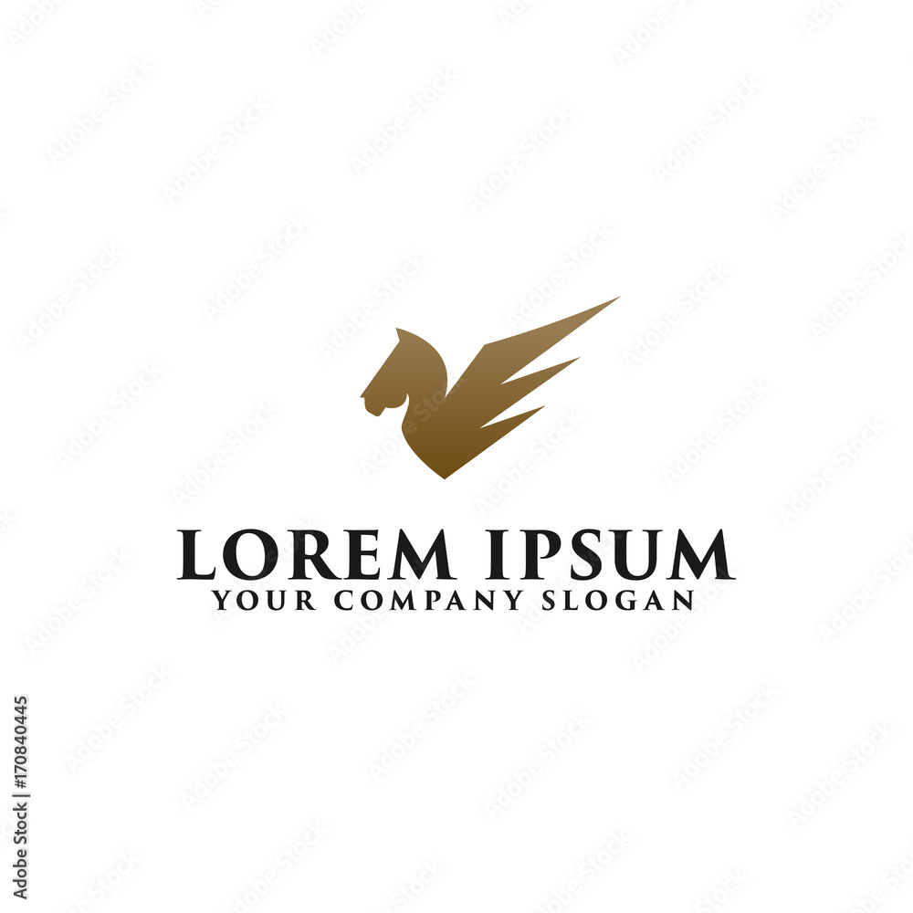 Obraz premium horse wings logo design concept template
