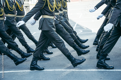 Military boots army walk the parade ground photo