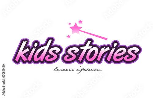 kids stories word text logo icon design concept idea