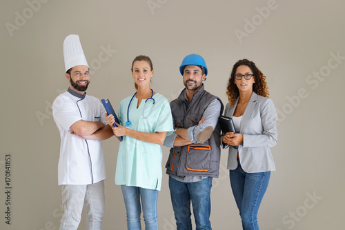 Quadro em tela Young adults with different occupations