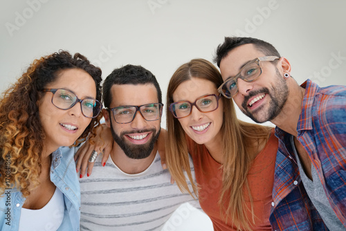 Portrait of young adults with eyeglasses, isolated