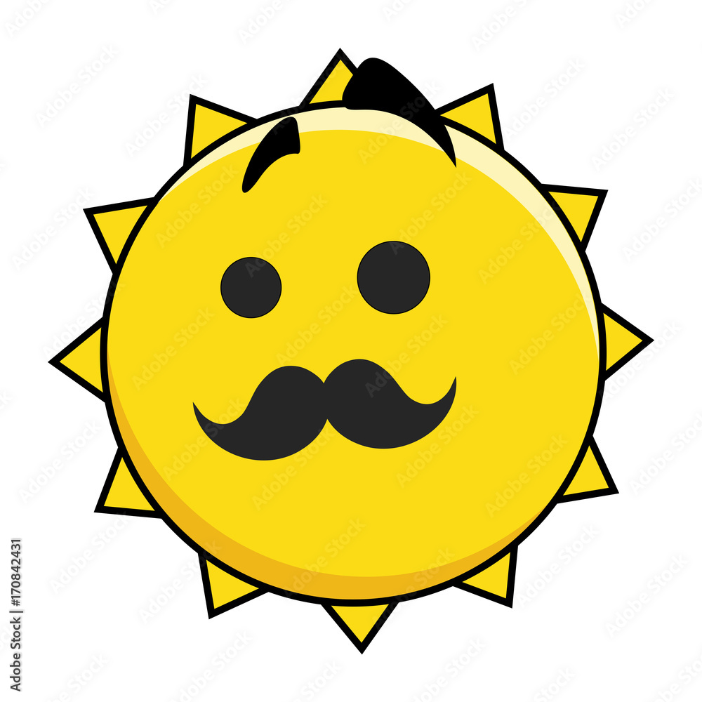Funny cute Face Smiley Vector with mustaches 