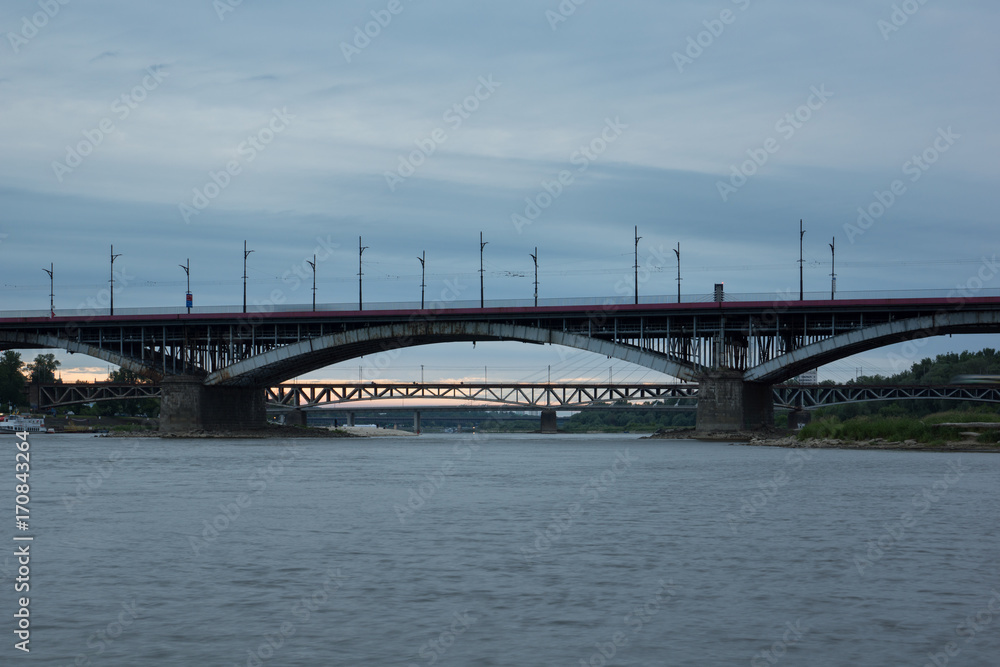 Poniatowski bridge over the Vistula river in Warsaw, Poland