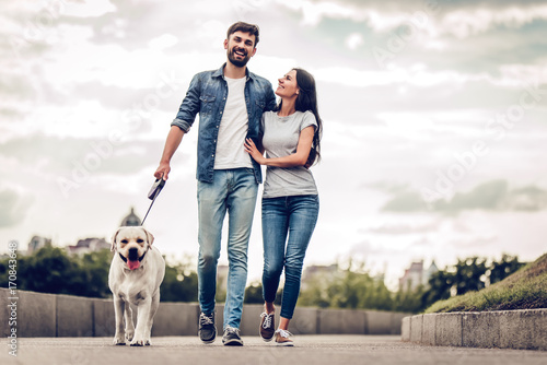Photography Couple on a walk with dog