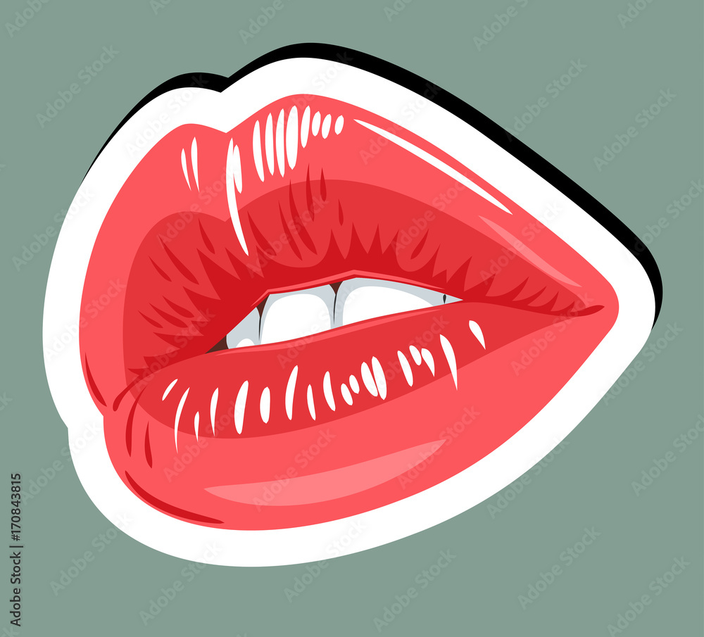 Sensual female lips, . Sticker, Template Sensual female lips, . Sticker, Template