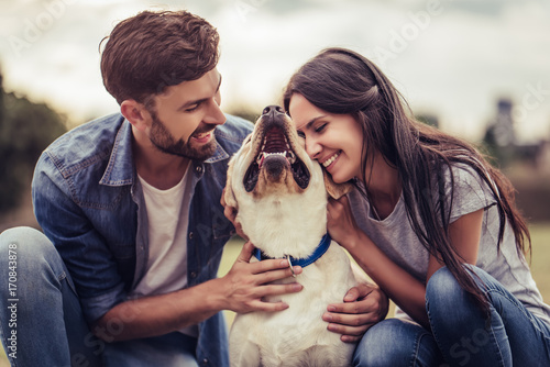 Sticker Couple with dog
