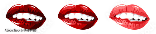 Set of images of beautiful, sensual female lips