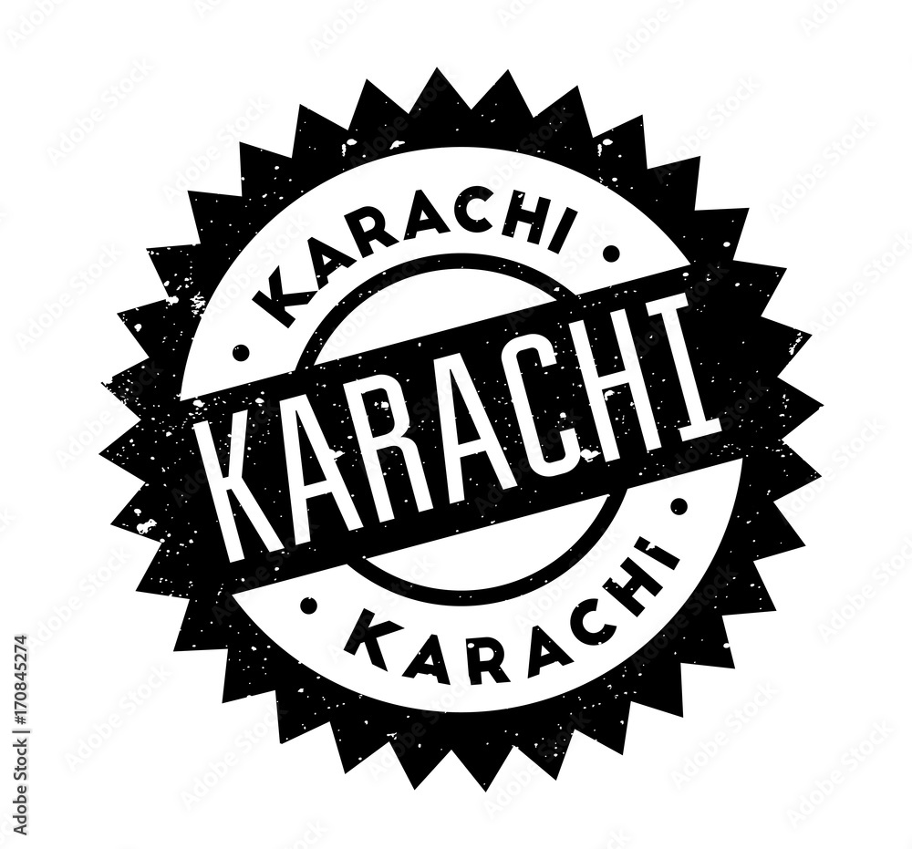 Karachi rubber stamp. Grunge design with dust scratches. Effects can be easily removed for a clean, crisp look. Color is easily changed.