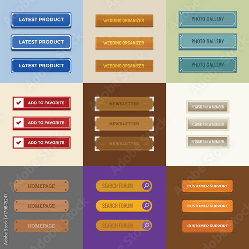 Web Button Collection with different state, normal, hover and click