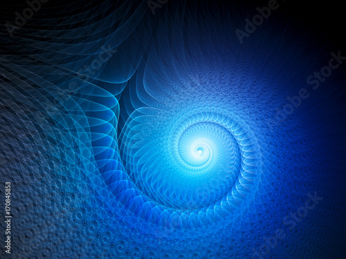 Blue glowing multidimensional spiral