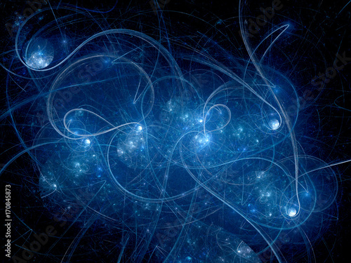 Blue glowing multidimensional trajectories