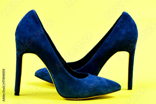 Suede high heel shoes as fashion and beauty concept