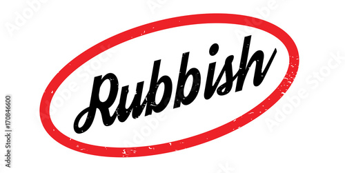 Rubbish rubber stamp. Grunge design with dust scratches. Effects can be easily removed for a clean, crisp look. Color is easily changed.