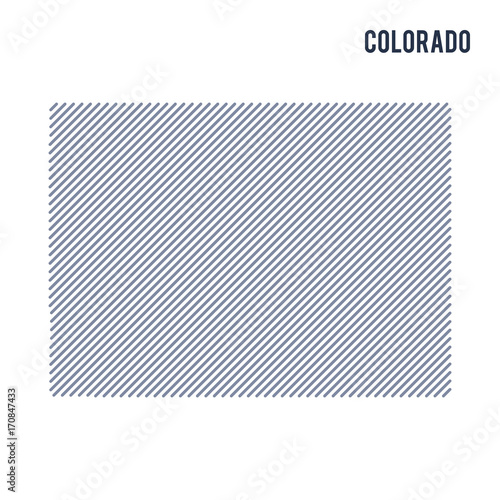 Vector abstract hatched map of State of Colorado with oblique lines isolated on a white background.