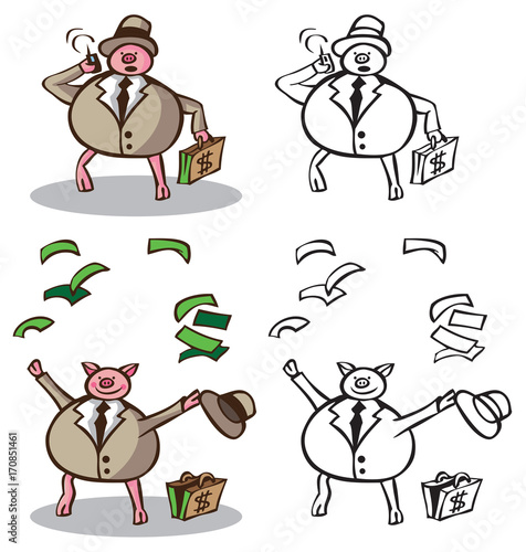 wealthy businessman pig
