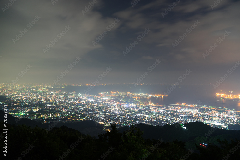 摩耶山掬星台から見る神戸市街の風景