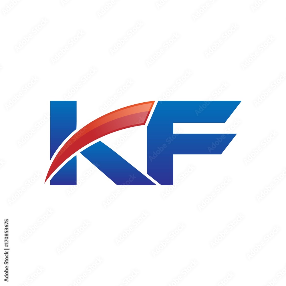 modern vector initial letters logo swoosh kf red blue modern vector initial letters logo swoosh kf red blue