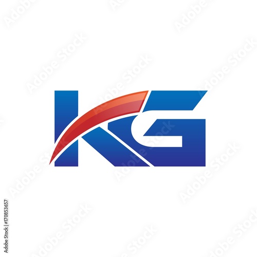 modern vector initial letters logo swoosh kg red blue