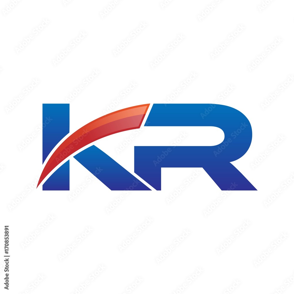 modern vector initial letters logo swoosh kr red blue modern vector initial letters logo swoosh kr red blue