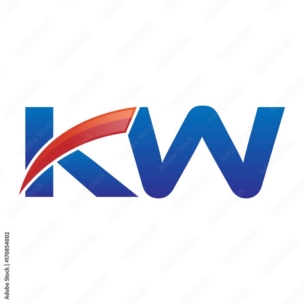modern vector initial letters logo swoosh kw red blue modern vector initial letters logo swoosh kw red blue