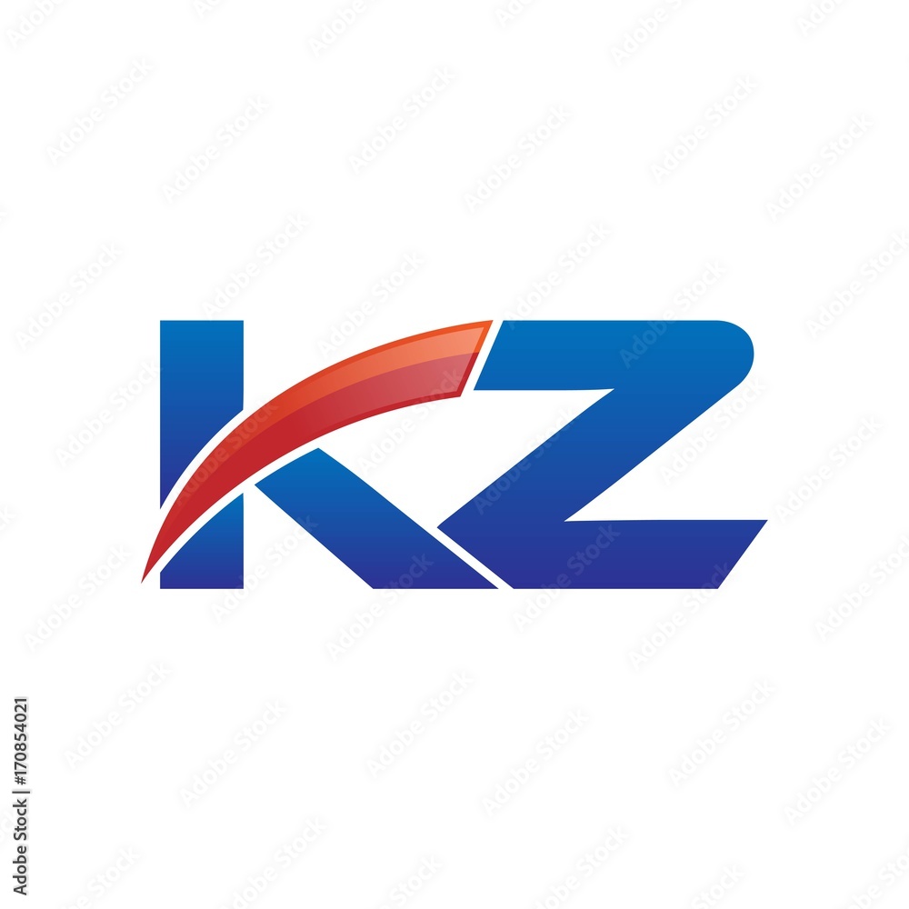 modern vector initial letters logo swoosh kz red blue modern vector initial letters logo swoosh kz red blue