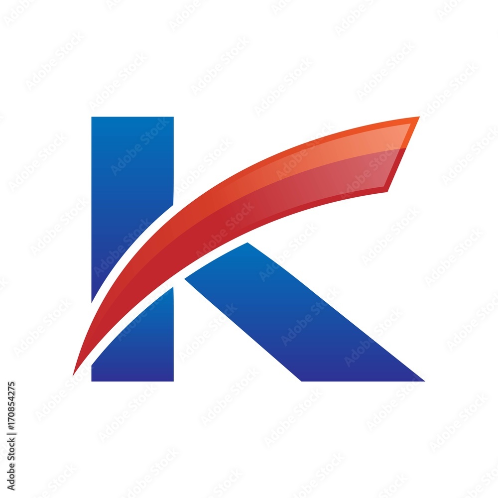 modern vector initial letters logo swoosh k red blue modern vector initial letters logo swoosh k red blue