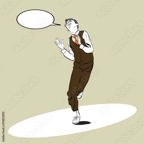 A man dancing Charleston. Pop art retro style illustration.