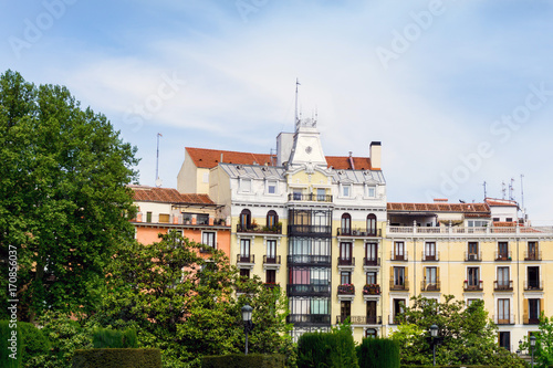 Traditional antique city building in Madrid