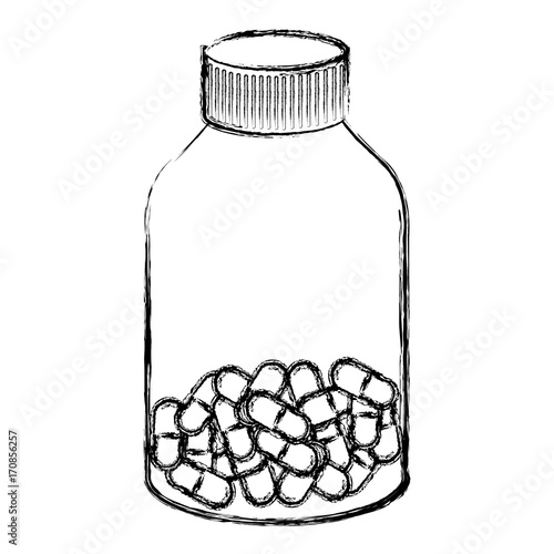 capsules drugs with bottle vector illustration design