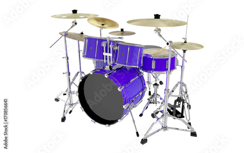 isolated blue drums set perspective view