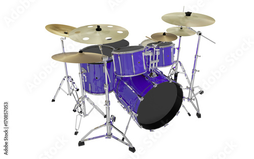 isolated blue drums set perspective view 2