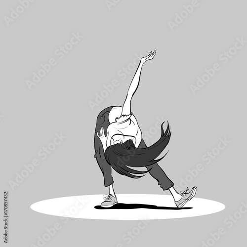Beautiful woman dancing Charleston. Dance bow