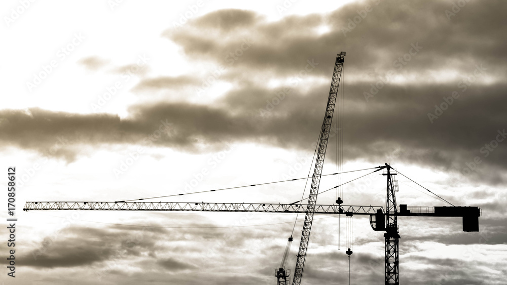 silhouette of industrial crane