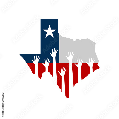 Hands Helping Texas Vector Illustration