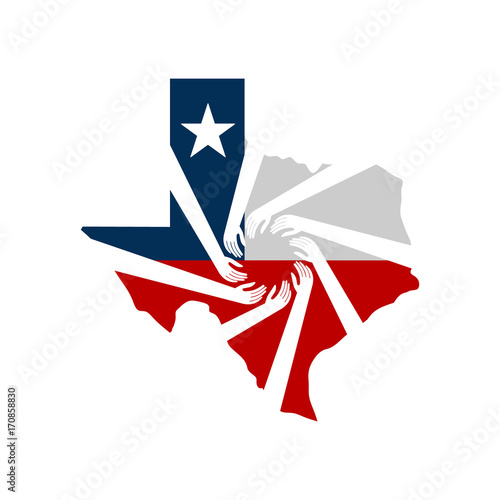 Volunteers Helping Texas Vector Illustration