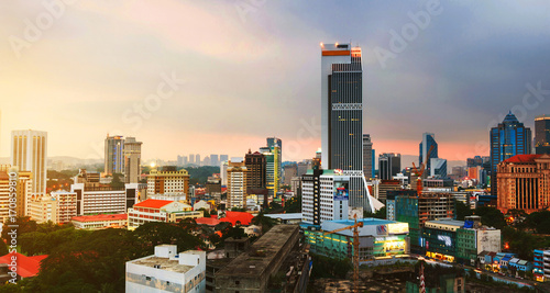 Photography Sunset over Kuala Lumpur skyscrapers in Malaysia