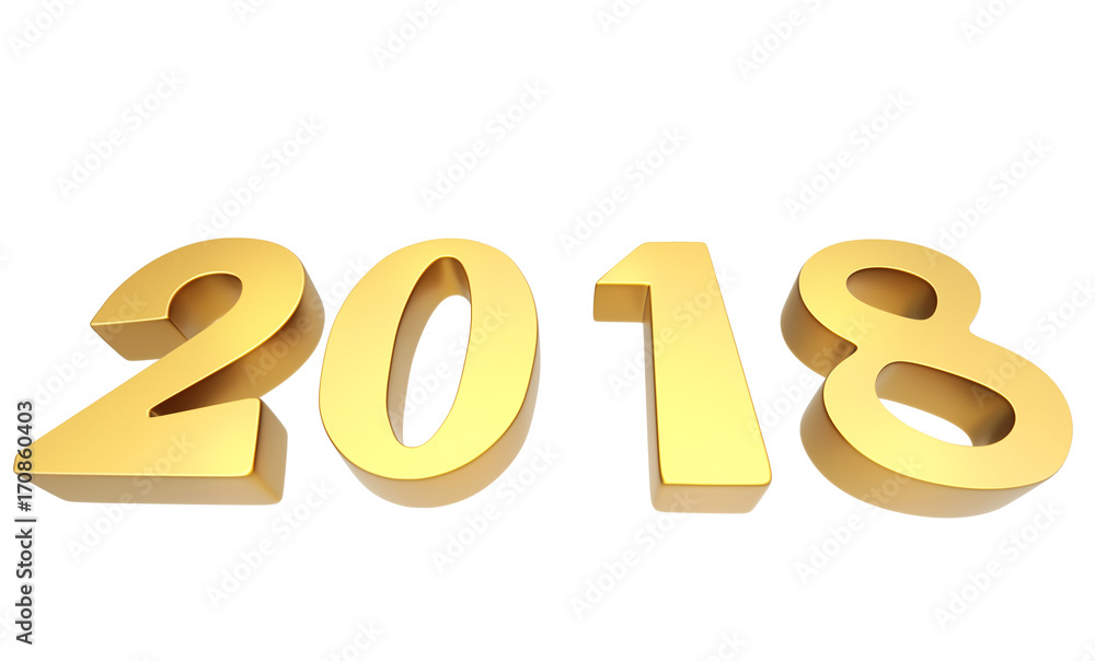 New 2018 year golden 3D figures New 2018 year golden 3D figures