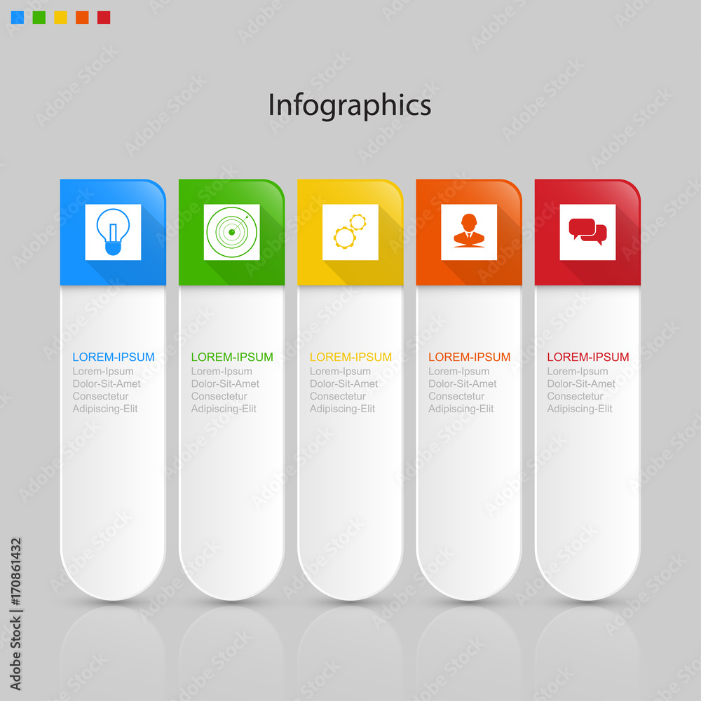 Infographics 5 elements ,step or process presentation timeline template Infographics 5 elements ,step or process presentation timeline template