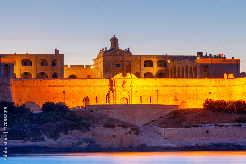 Malta. Manoel Island on the sunset.