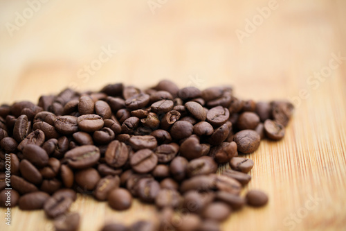 Coffee grains close-up.