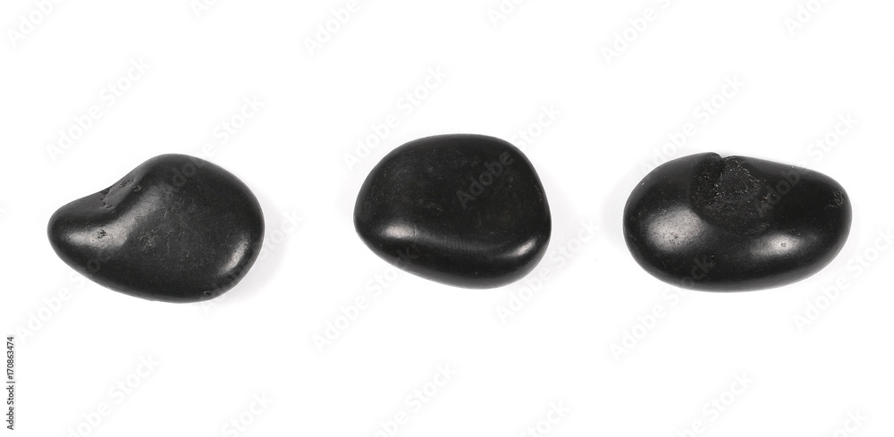 Pile black rocks isolated on white background and texture, top view Pile black rocks isolated on white background and texture, top view