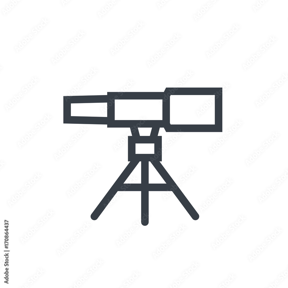 telescope, astronomy line icon on white telescope, astronomy line icon on white