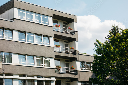 grey office or school building