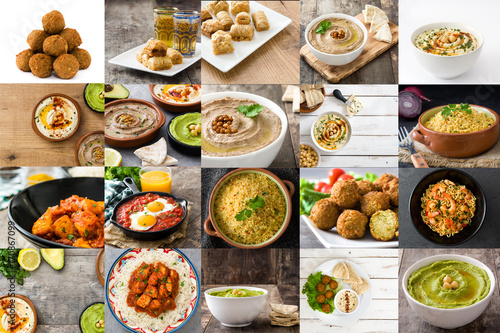 Traditional Middle East food collage