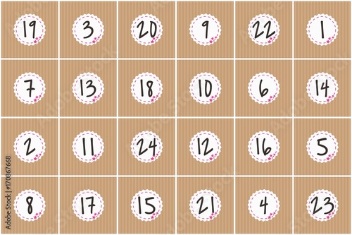 Adventskalender mit 24 Türchen im Kraftpapier Design