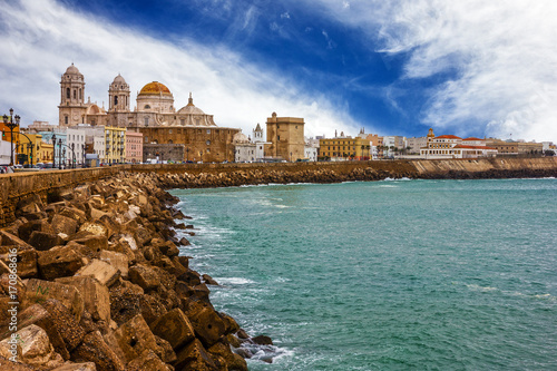 Cadiz, Spain. Seafront Cathedral Campo del Sur photo