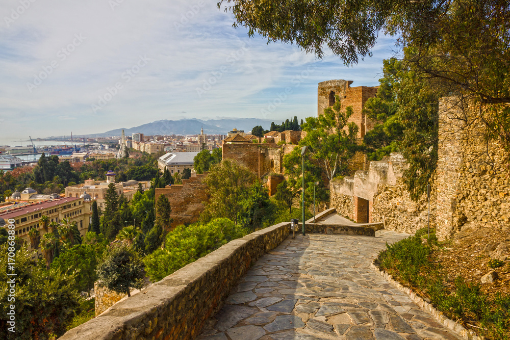 Malaga fortress, Spain, Gibralfaro Castle architecture