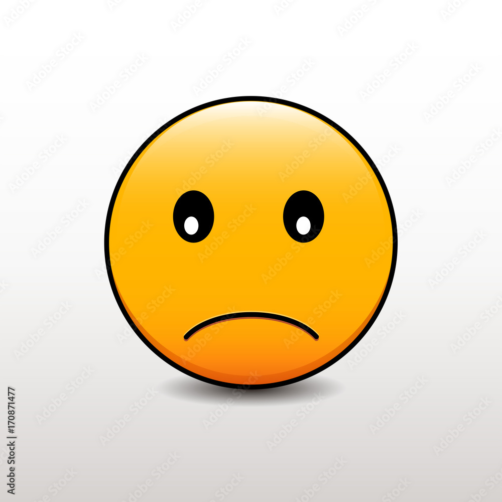 Emoticon with a sad face. Vector emoji smiley