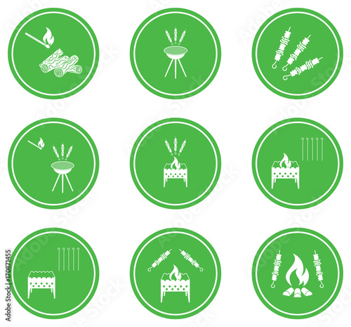 Grilled kebab icons set
